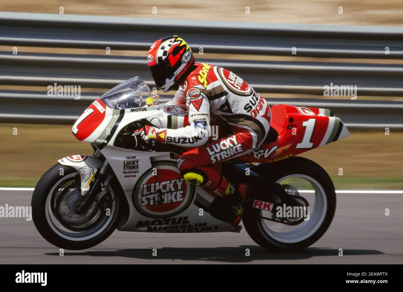 Kevin Schwantz (USA), Suzuki 500, malaysische Motorradsaison 1994, Shah Alam Circuit. Stockfoto