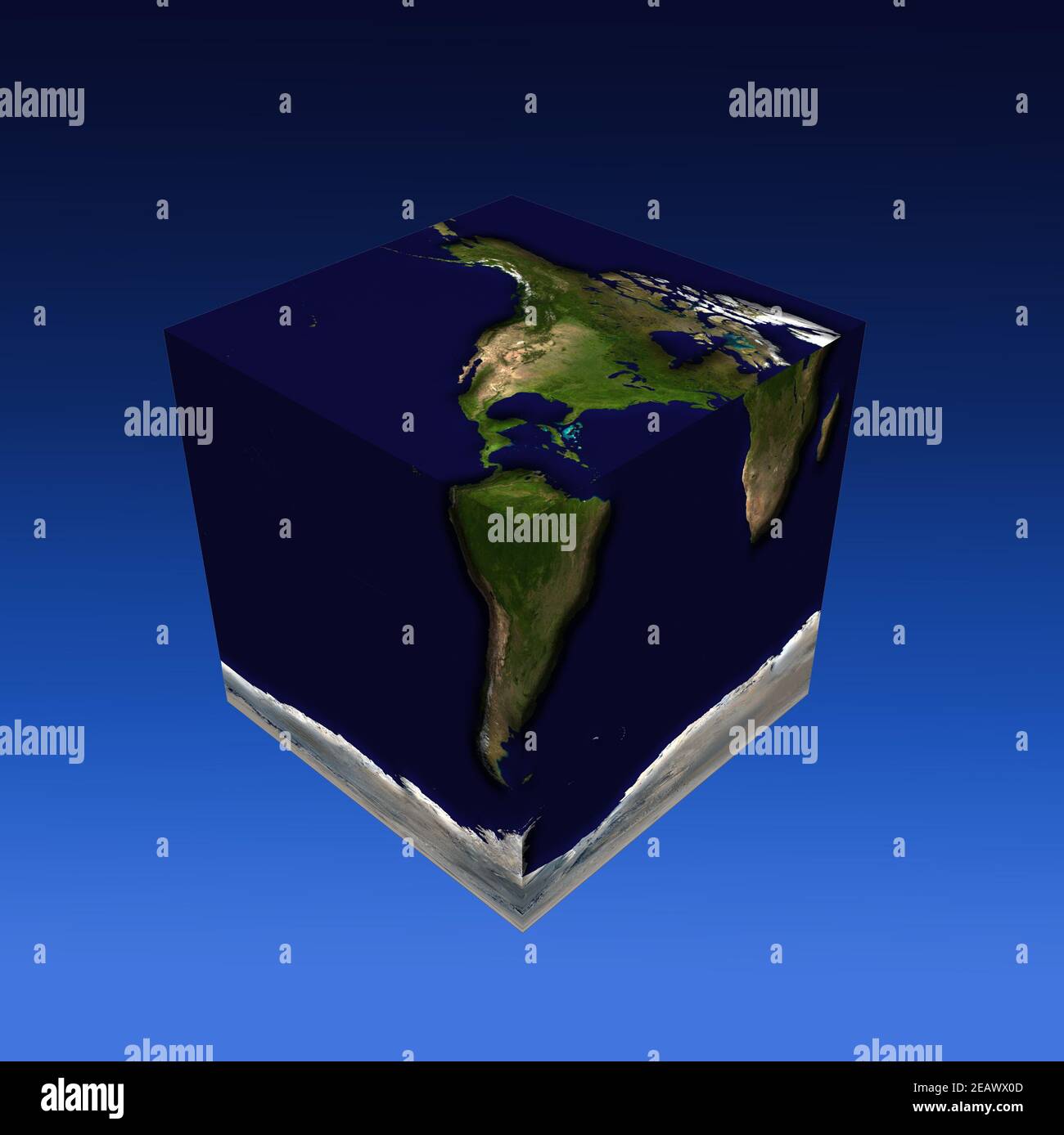 Planet Erde in Würfelform. 3D-Rendering Stockfoto