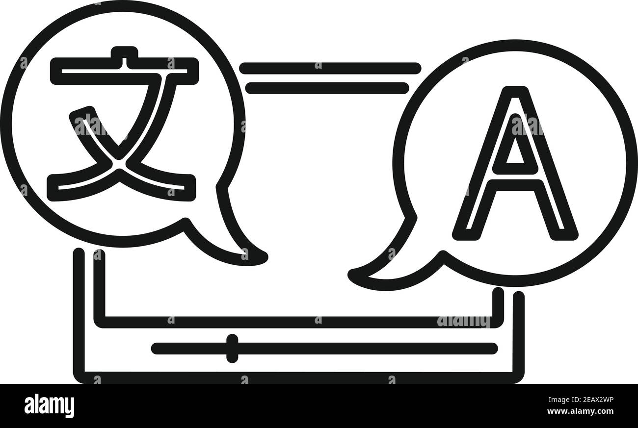 Symbol für Videoübersetzung, Umrissstil Stock Vektor