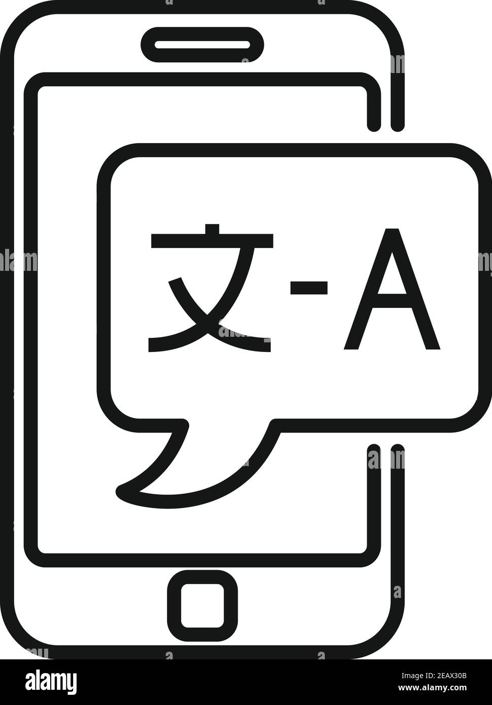 Smartphone Live-Übersetzung Symbol, Umriss Stil Stock Vektor