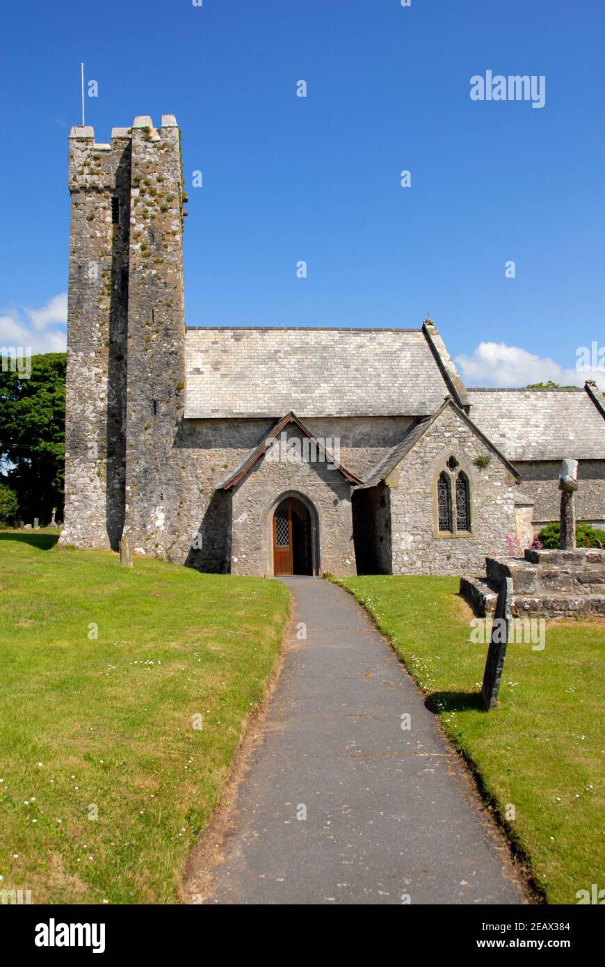 St. Michael and All Angels Kirche, Bosherston, Pembrokeshire, Wales Stockfoto