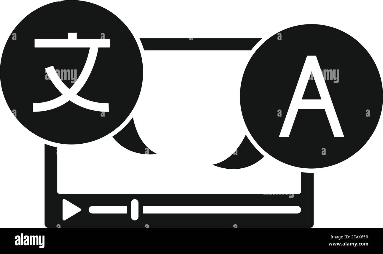 Video Übersetzung Symbol, einfachen Stil Stock Vektor