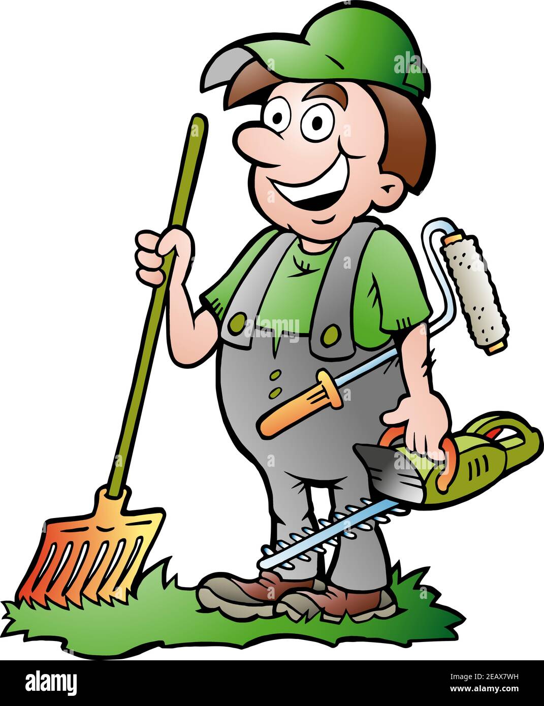 Vektor Cartoon Illustration von einem glücklichen Gärtner Stock
