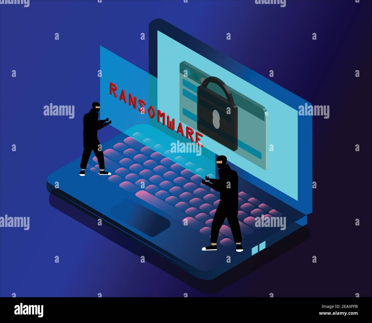 Ransomware Malware wannacry Risiko Symbol Hacker Cyber-Angriff Konzept Computer-Virus NotPetya Spectre Meltdown-Infektion Infografik. Vector Online-Hack Stock Vektor
