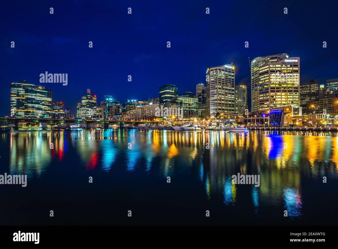 Nachtansicht des Darling Harbour in sydney, australien Stockfoto