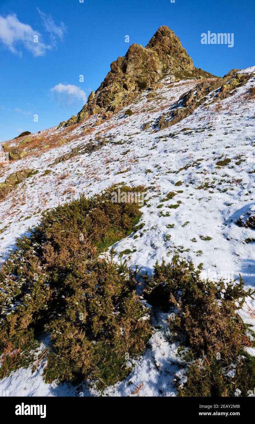 The Gaer Stone Hope Bowdler Hill, Church Stretton, Shropshire. Stockfoto