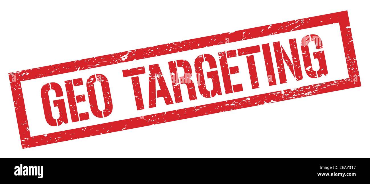 GEO TARGETING rot grungy Rechteck Stempel Zeichen. Stockfoto