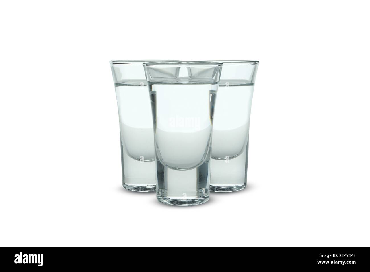 Aufnahmen von Wodka oder Tequila isoliert auf weißem Hintergrund Stockfoto