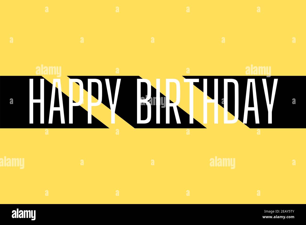 Alles Gute zum Geburtstag. Schöne Grußkarte Text mit gelbem Hintergrund. Handgezeichnete Einladung Stockfoto