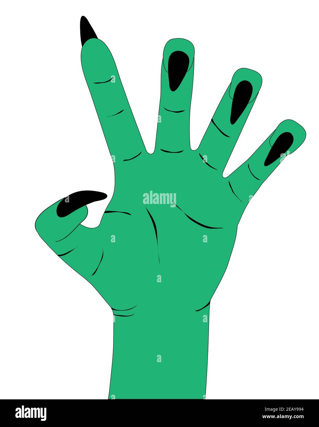Vektor Zombie Hand mit großen Nägeln Stock Vektor