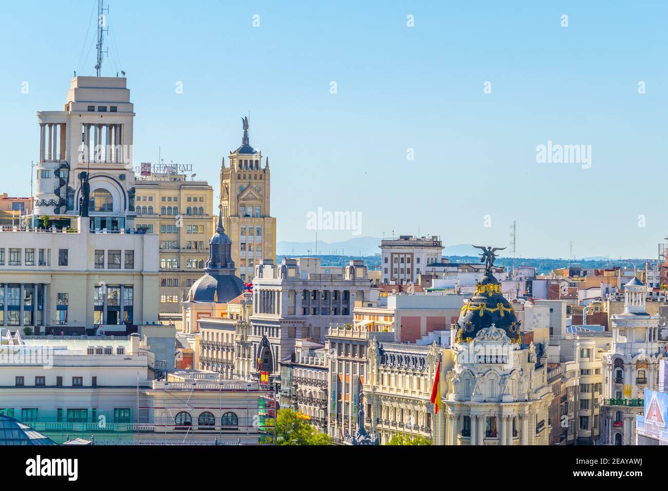 MADRID, SPANIEN, 6. OKTOBER 2017: Luftaufnahme von Madrid vom Palacio de Cibeles, Spanien Stockfoto