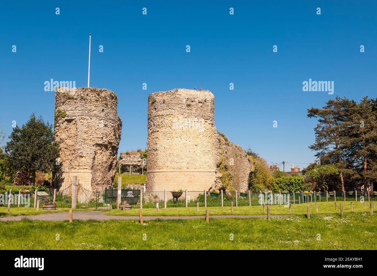 Die Überreste von Bungay Castle in Bungay, Suffolk, England, Großbritannien Stockfoto