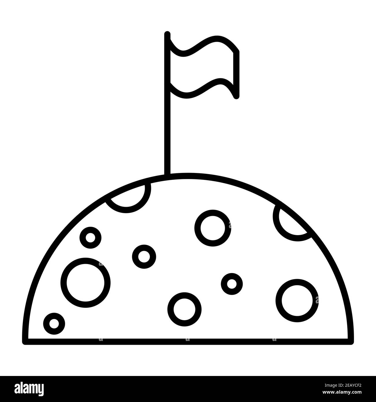 Umreissende Darstellung einer Flagge auf dem Mondsymbol Stockfoto