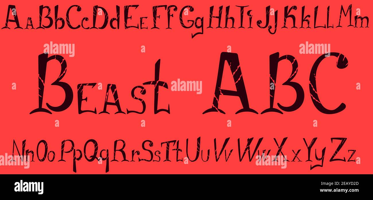 Beast Scratch Alphabet für halloween-Design Stock Vektor