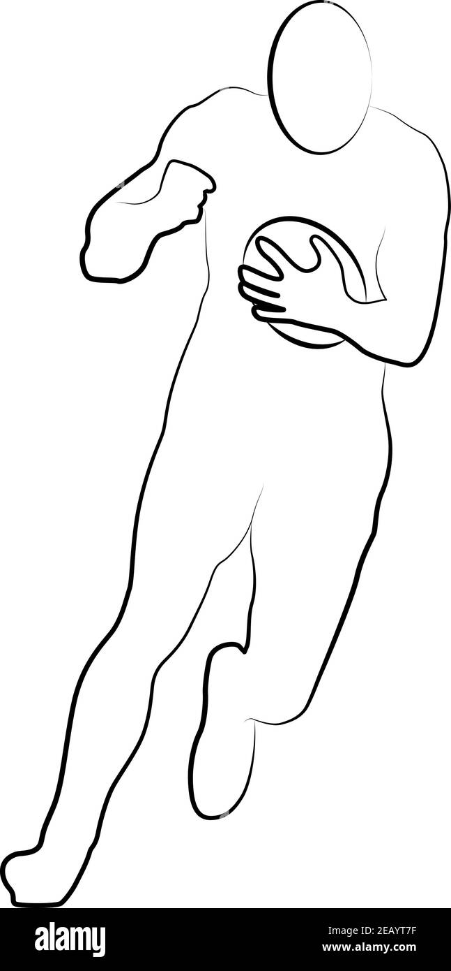 Rugby-Spieler läuft mit Ball Linie Symbol eines Sportset. Vektor EPS 10 Stock Vektor