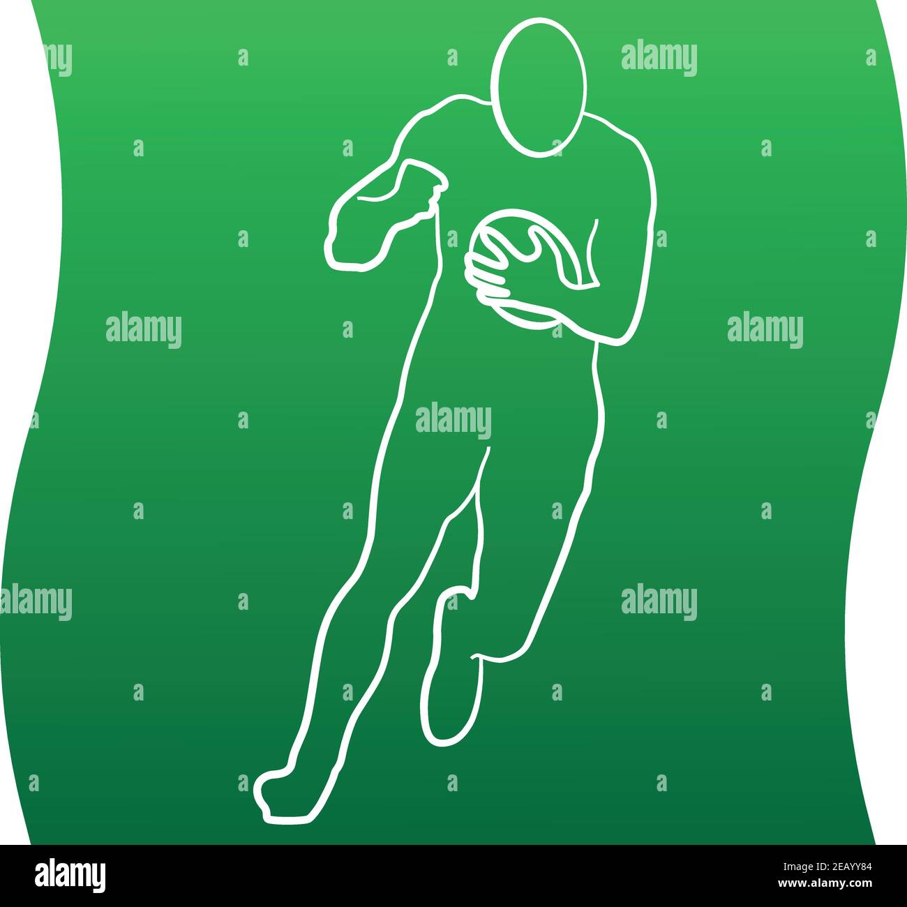 Rugby-Spieler läuft mit Ball Linie Symbol eines Sportset. Vektor EPS 10 Stock Vektor