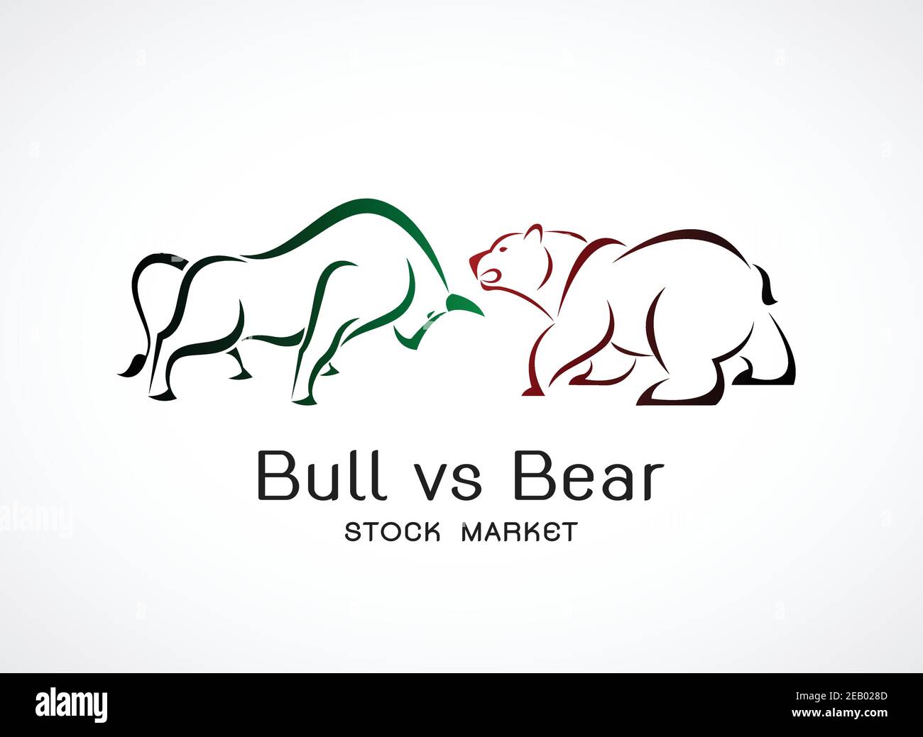 Vektor von Stier und Bär Symbole der Börsen-Trends. Börsen- und Geschäftskonzept. Der wachsende und fallende Markt. Wilde Tiere. Stock Vektor