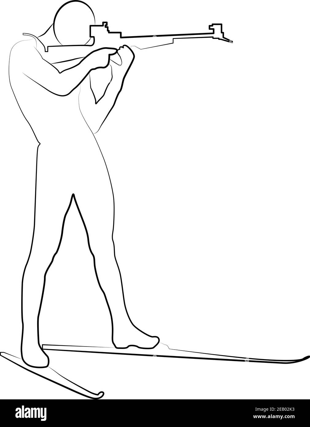 Silhouette Biathlon-Shooter, Skifahrer zielen auf das Ziel. Symbol für ein Sportset. Vektor EPS 10 Stock Vektor