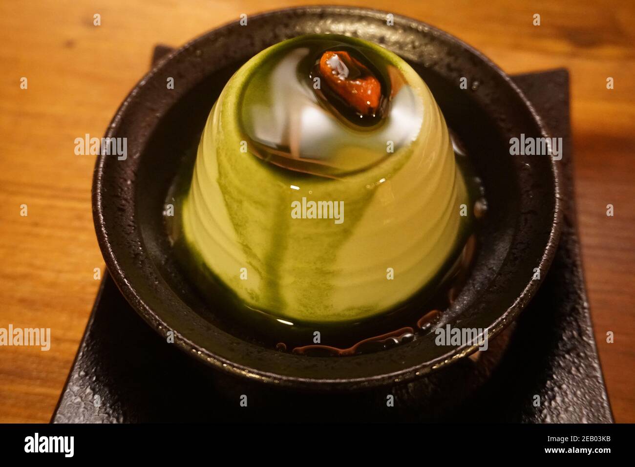 Mokka Dessert i Pudding im japanischen Restaurant Osaka Japan Stock Stock Bilder Stock Bilder Stockfoto