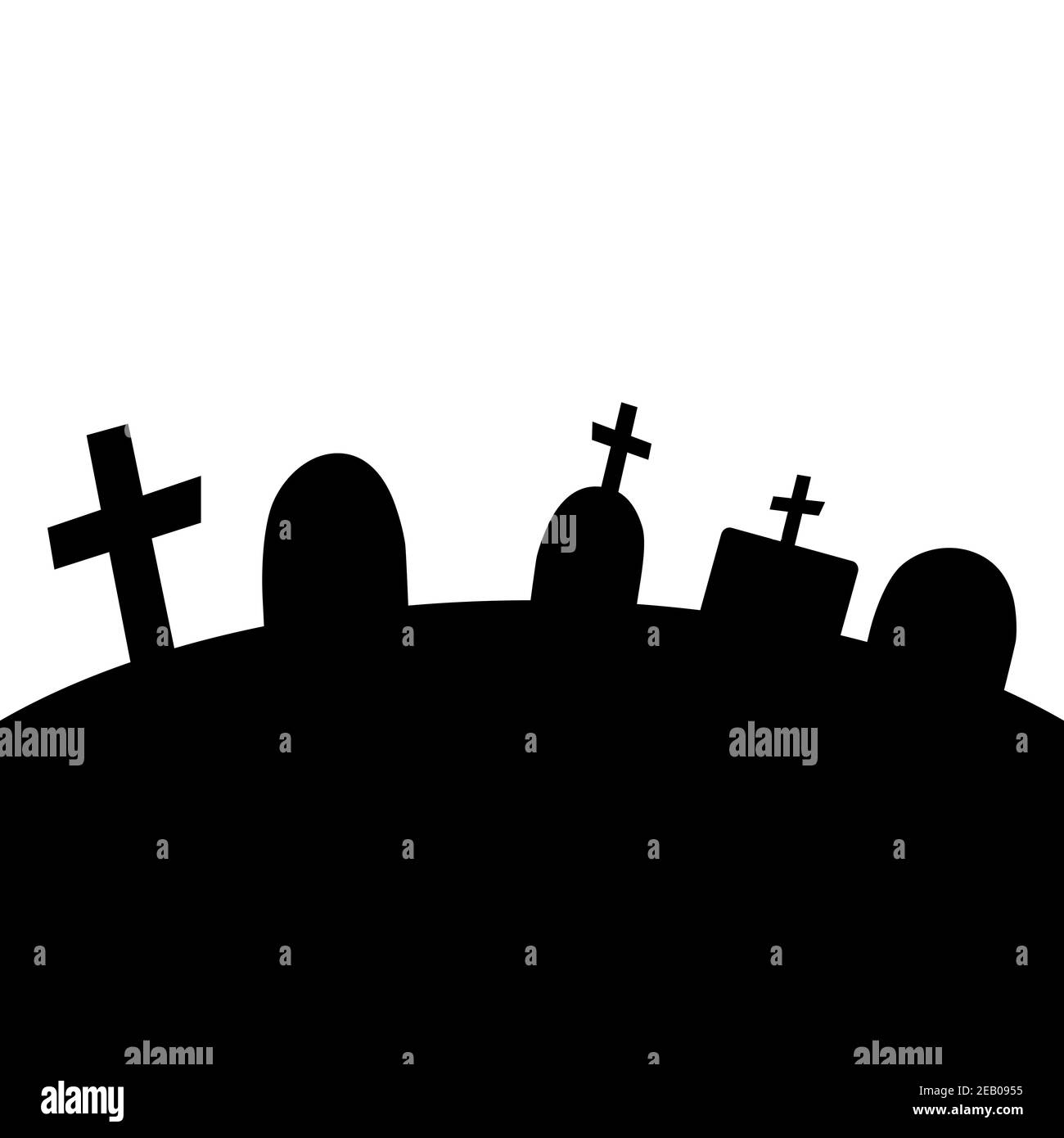 Grab, Friedhof, Kreuz, Symbol Vektor Illustration isoliert auf weißem Hintergrund. Stock Vektor