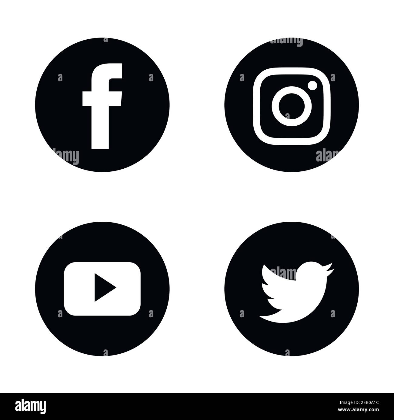Satz von beliebten Social Media-Symbolen. Instagram, Facebook, Twitter und Youtube Icons. Stock Vektor