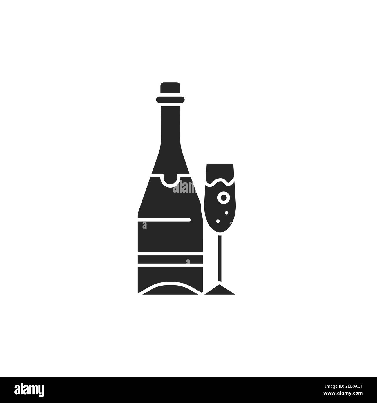 Champagner-Flasche und Glasfarbe Linie Symbol. Alkoholische Getränke. Piktogramm für Webseite, mobile App, Promo. UI UX GUI Design Element. Bearbeitbare Kontur. Stock Vektor