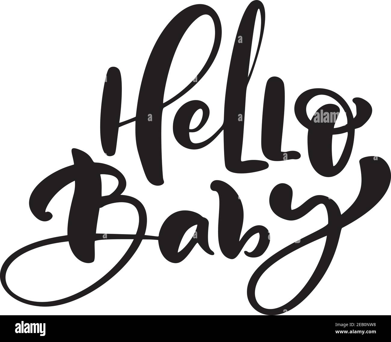 Hello Baby Vektor handschriftliche Kalligraphie Schriftzug Text. Handgezeichnetes Lettering-Zitat. Illustration für Greting Card, T-Shirt, Banner und Poster Stock Vektor