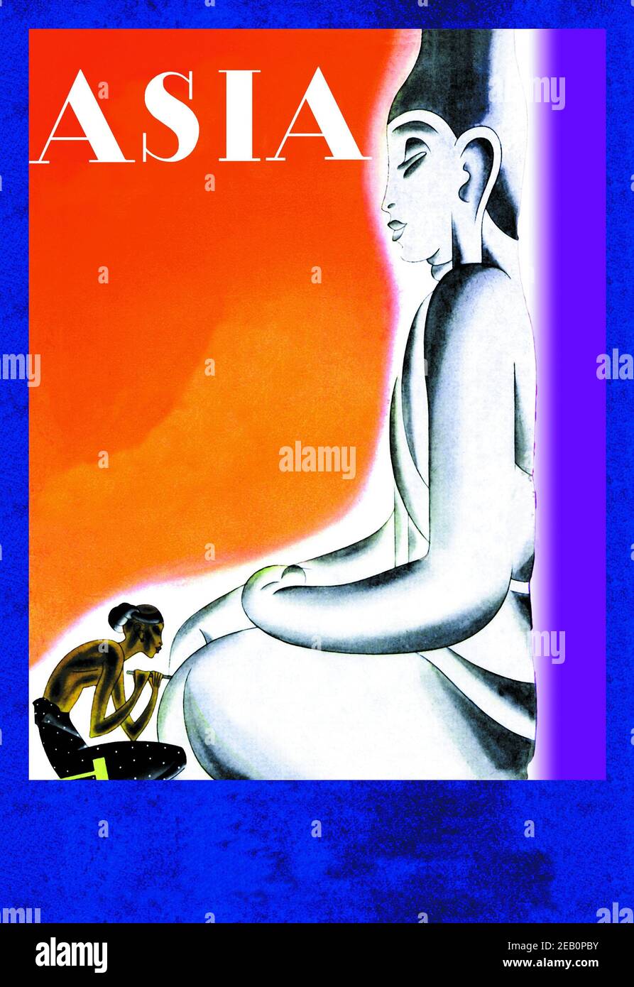 Birmanischer Bildhauer auf den Knien Buddhas w/TITEL 1933 Stockfoto