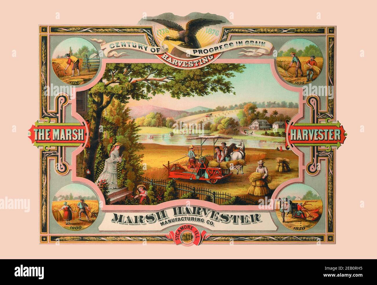 Marsh Harvester - Jahrhundert des Fortschritts in Getreide 1876 Stockfoto