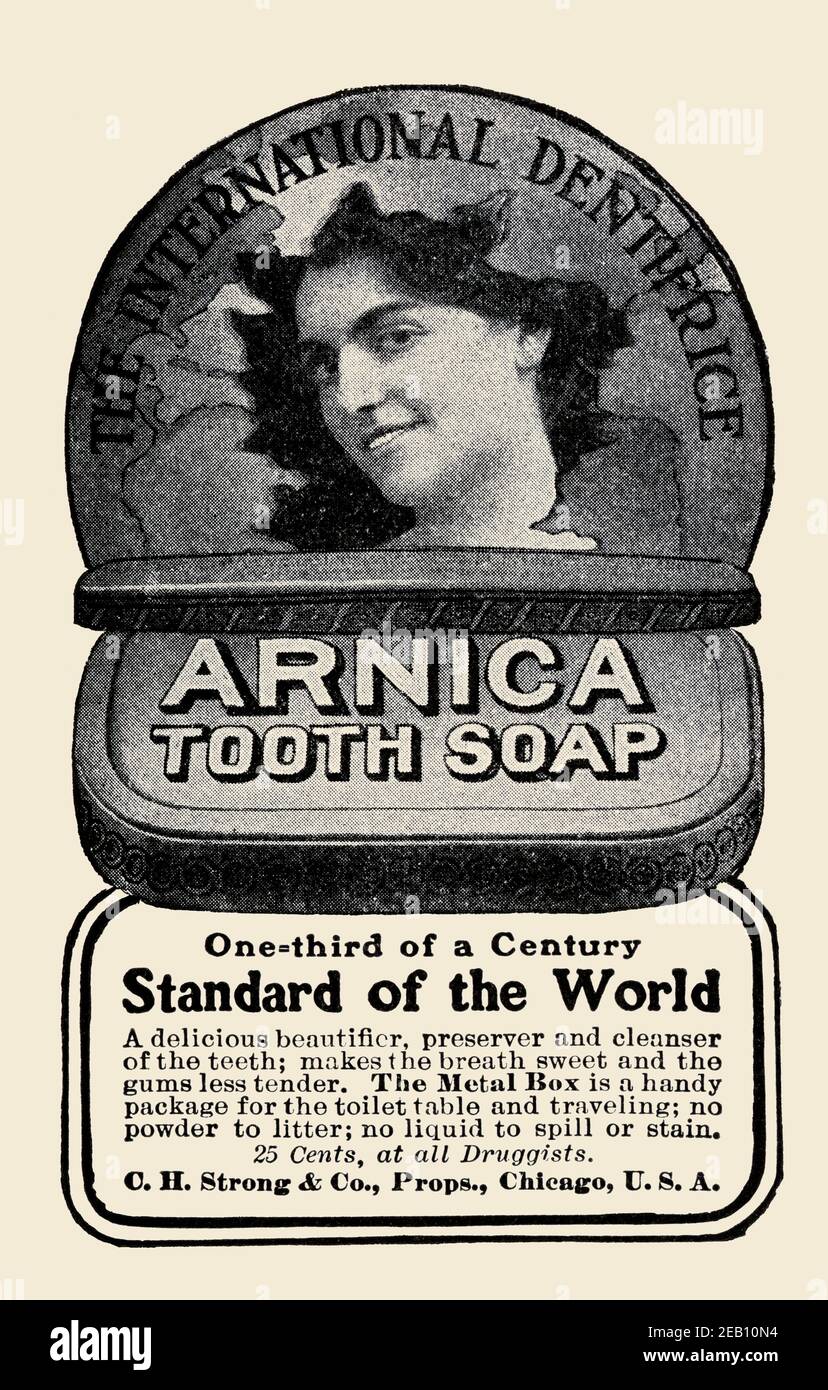 Arnica Zahnseife 1900 Stockfoto