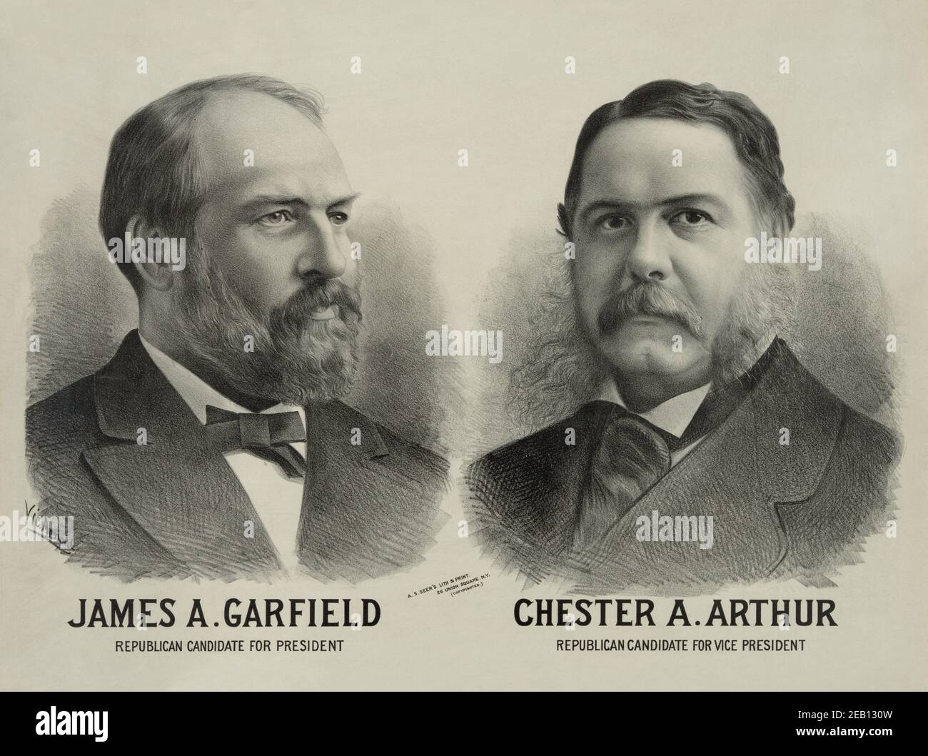 James A. Garfield republikanischer Kandidat für den Präsidenten - Chester A. Arthur republikanischer Kandidat für den Vizepräsidenten 1880 Stockfoto
