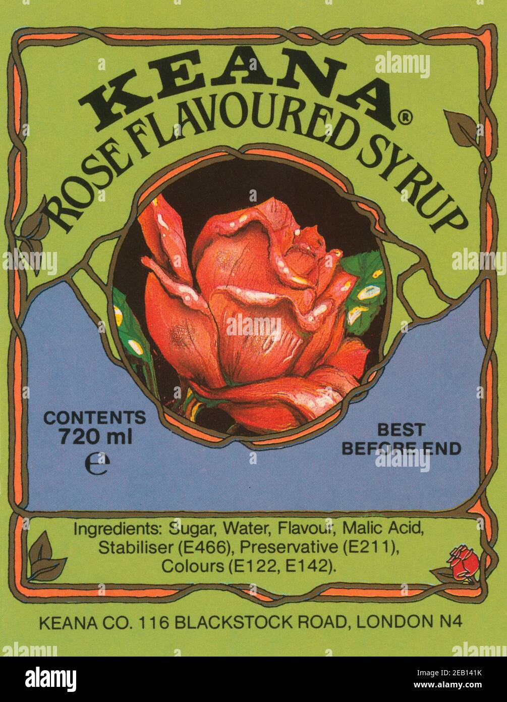 Keana Rose Flavored Sirup 1940 Stockfoto