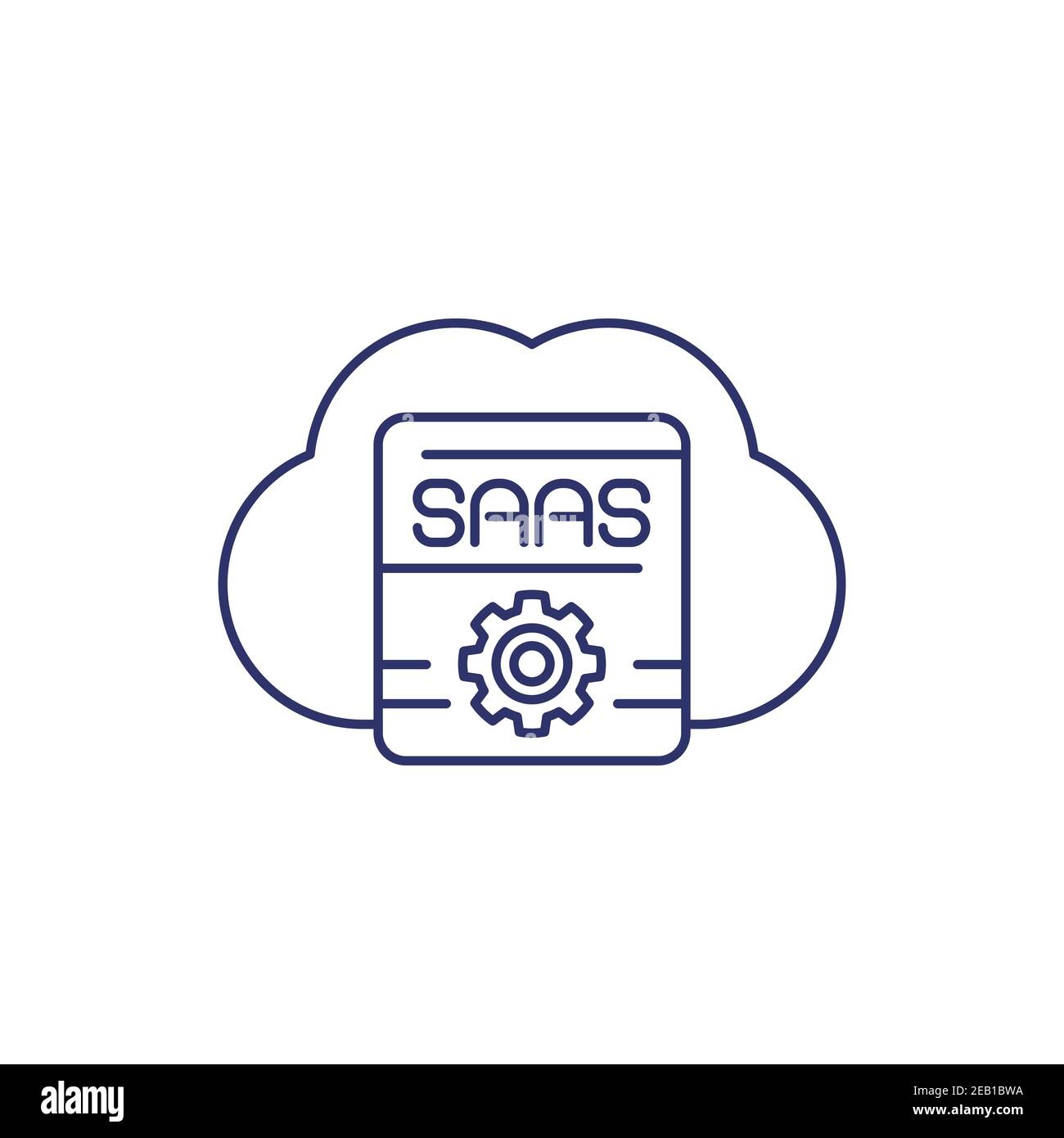 SaaS-Line-Symbol in Weiß Stock Vektor
