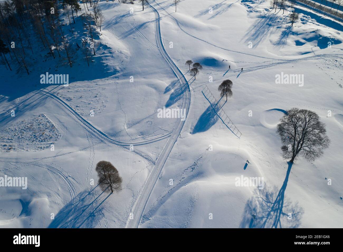 Schwedischer Golfplatz, Winterlandschaft Stockfoto