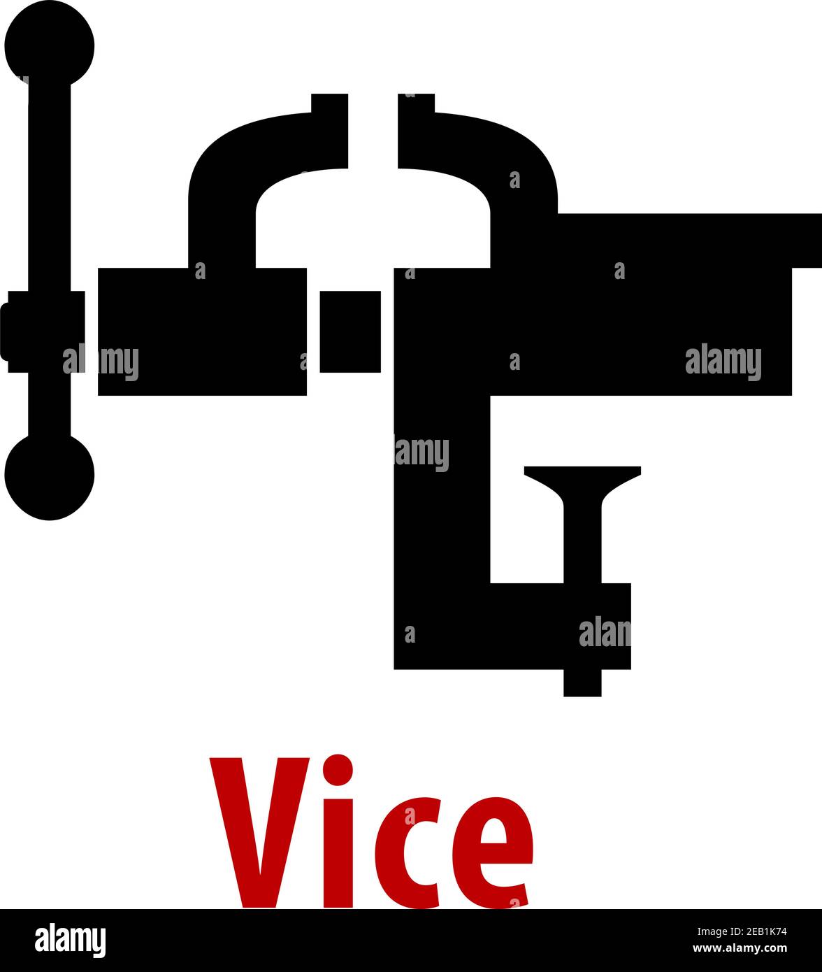 Vice-Tool-Symbol mit Text isoliert auf weißem Hintergrund für Reparatur oder Konstruktion Stock Vektor