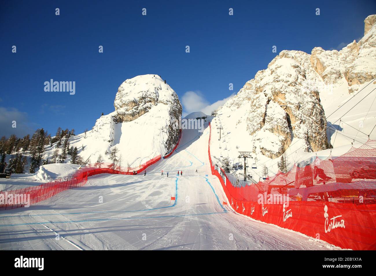 Olympia delle Tofane, Cortina (BL), Italien, 11. Februar 2021, Sloop Tofane während 2021 FIS Alpine Ski-Weltmeisterschaften - Super G - Damen, alpines Skirennen - Foto Sergio Bisi / LM Stockfoto