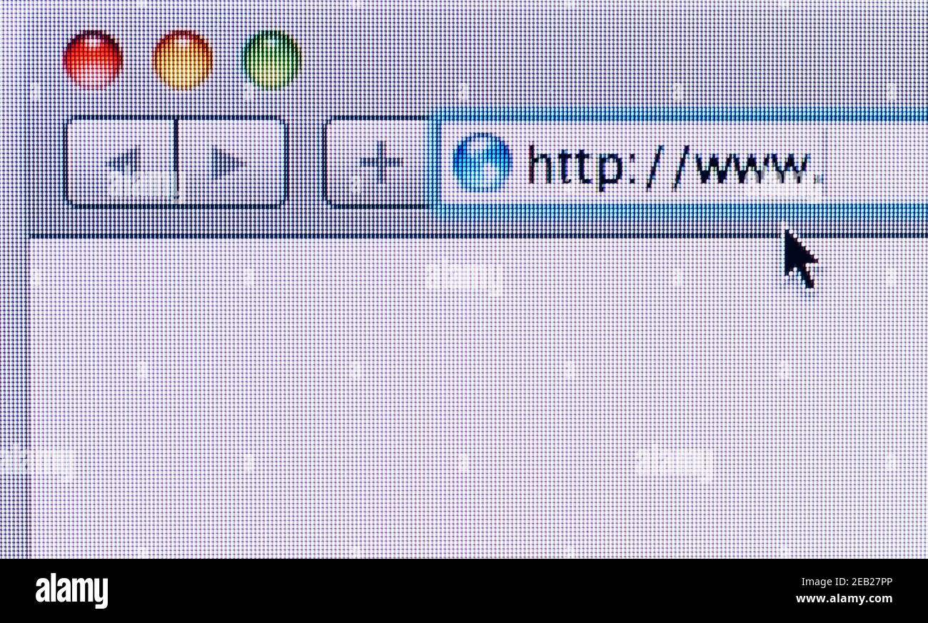 Browser des Computers bereit, eine Website zu lesen, die beginnt Mit www Stockfoto