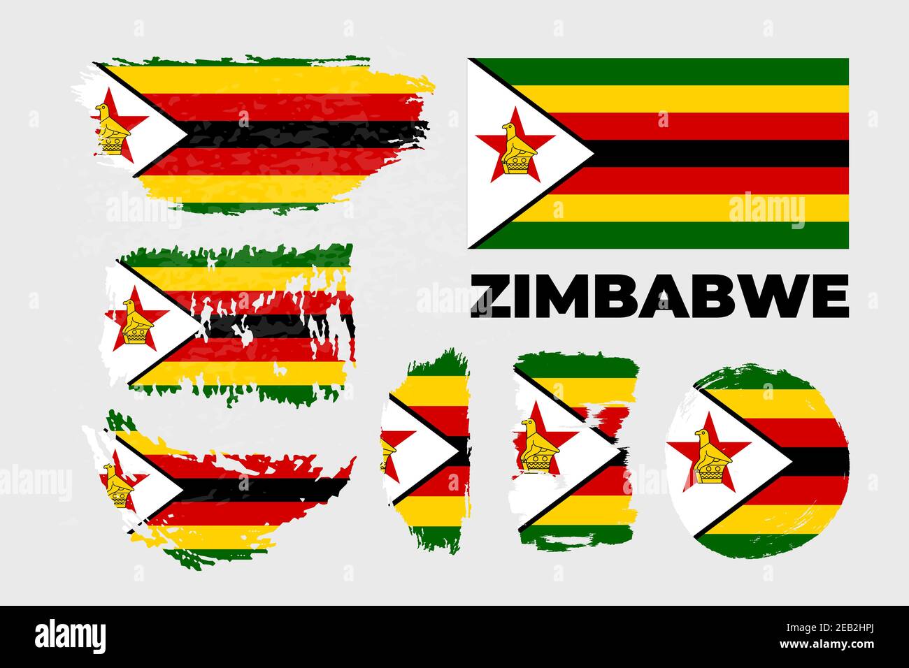 Grunge Stil Pinsel gemalt Simbabwe Land Flagge Illustration. Stock Vektor