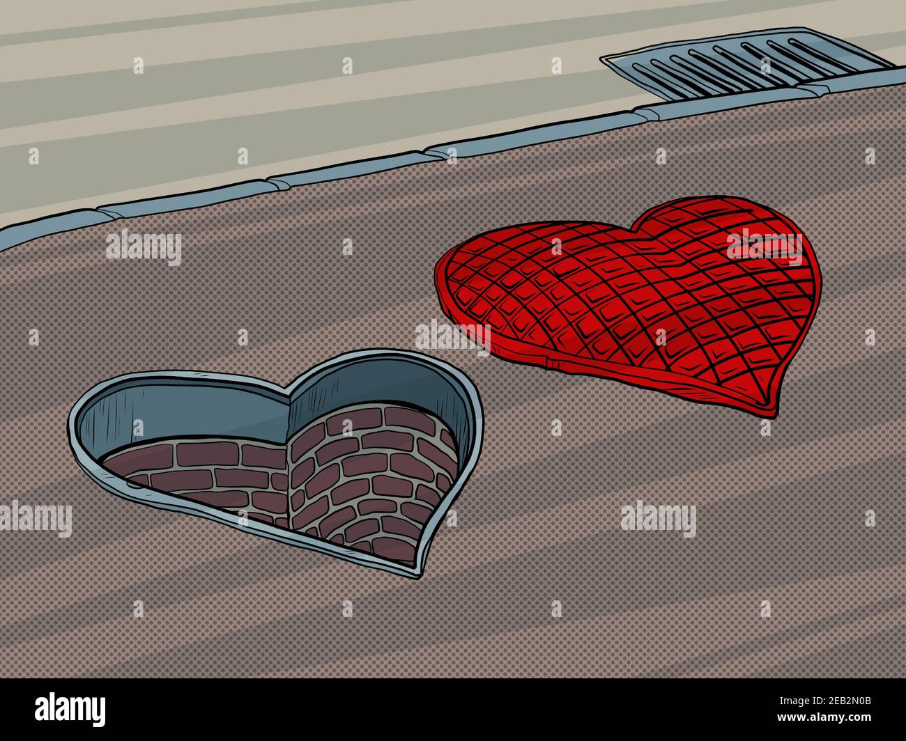 Schachtweg schlüpfen in Form eines Herzens. Valentinstag Stock Vektor