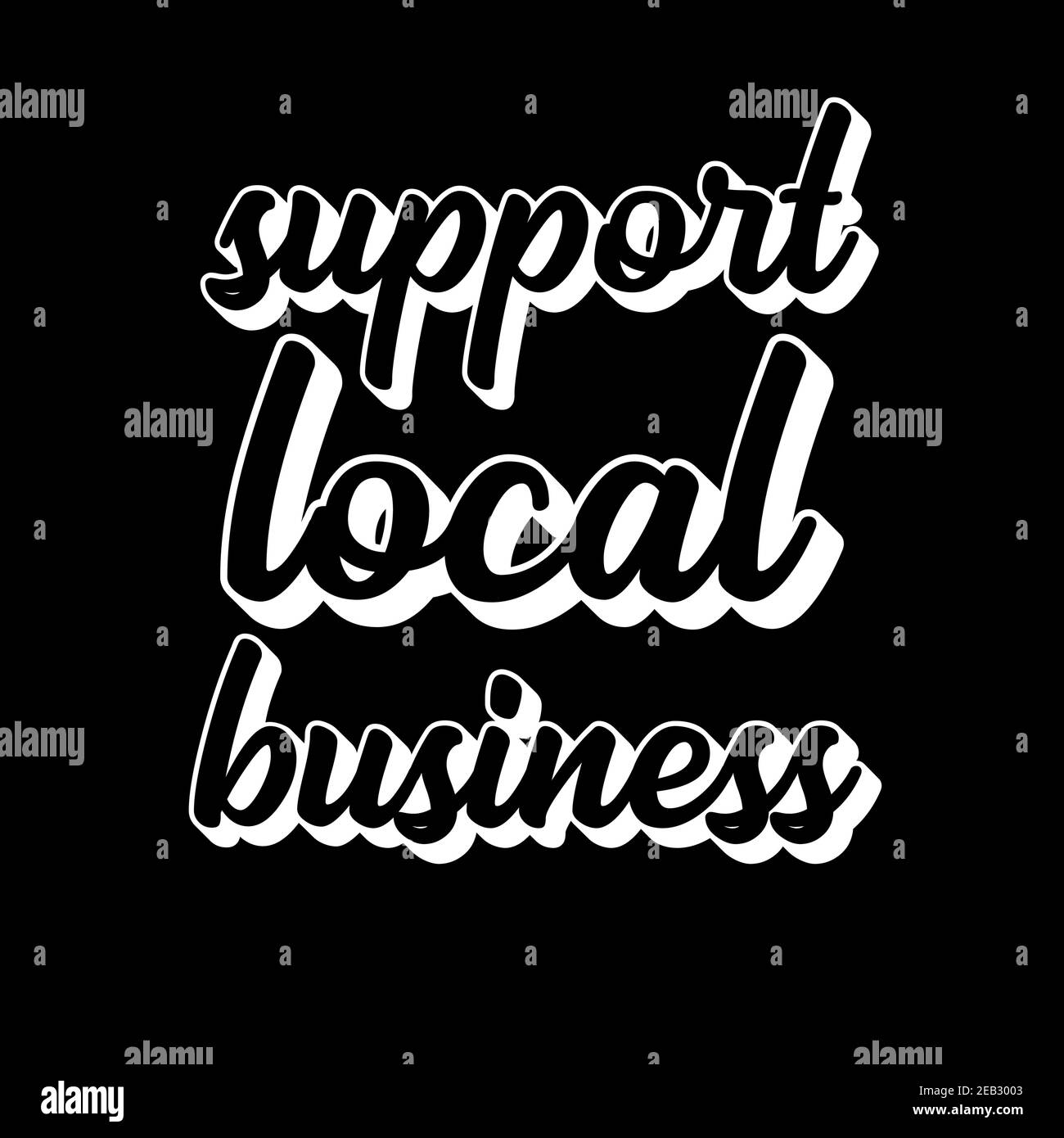 Handskizzierte UNTERSTÜTZUNG FÜR LOKALE GESCHÄFTSANGEBOT. Schriftzug für Banner, Header, Werbung, Ankündigung Stock Vektor
