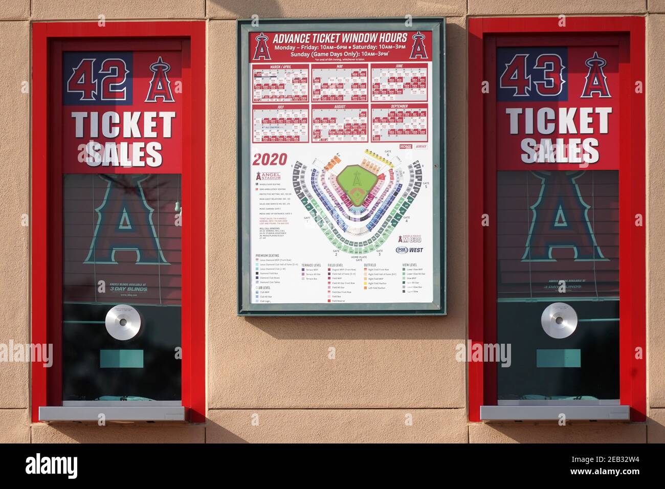 Ticketstände im Angel Stadium von Anahiem, Mittwoch, 10. Februar 2021, in Anaheim, Kalif. Stockfoto