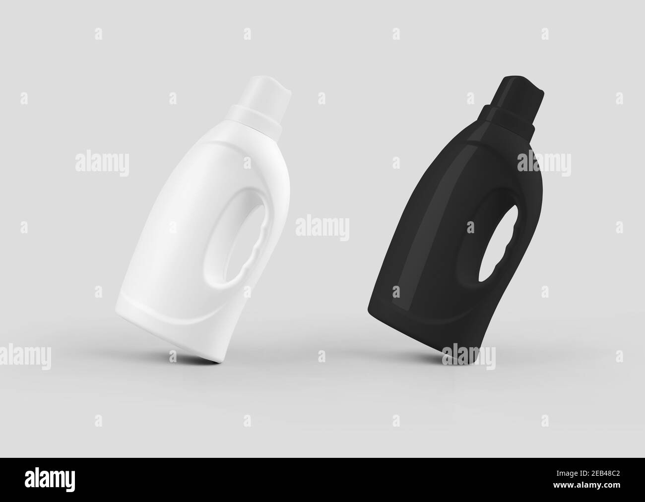 Mockup Präsentation von weißen, schwarzen Kunststoff-Flasche für Gel, Waschmittel, mit Platz für Design, isoliert auf dem Hintergrund. Container-Vorlage für advertisi Stockfoto