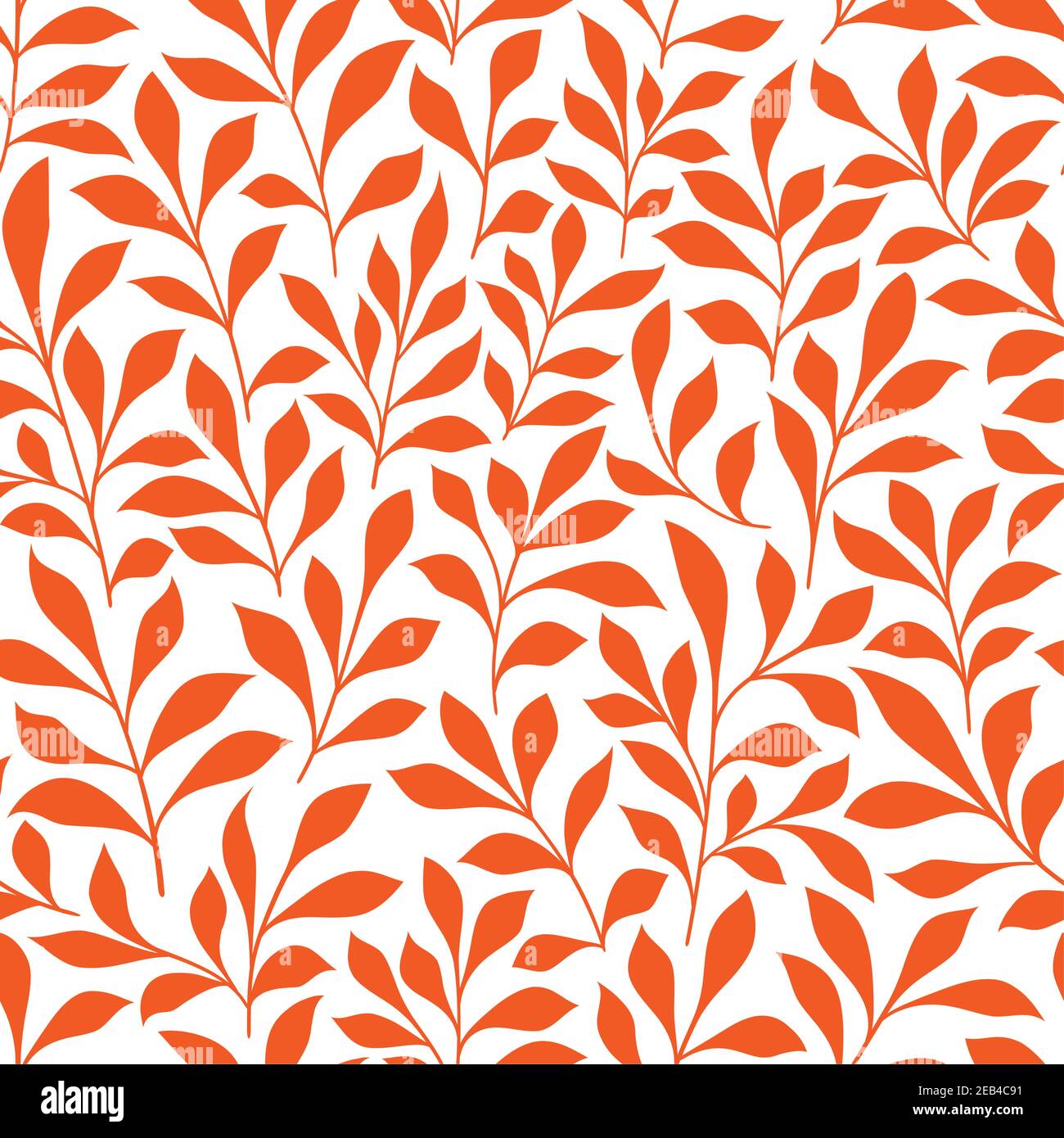 Nahtloses Blattmuster mit leuchtend orangefarbenen Blättern wilder Kräuter auf weißem Hintergrund. Verwendung als Stoff, Tapete Ornament oder Interieur-Accessoires Stock Vektor