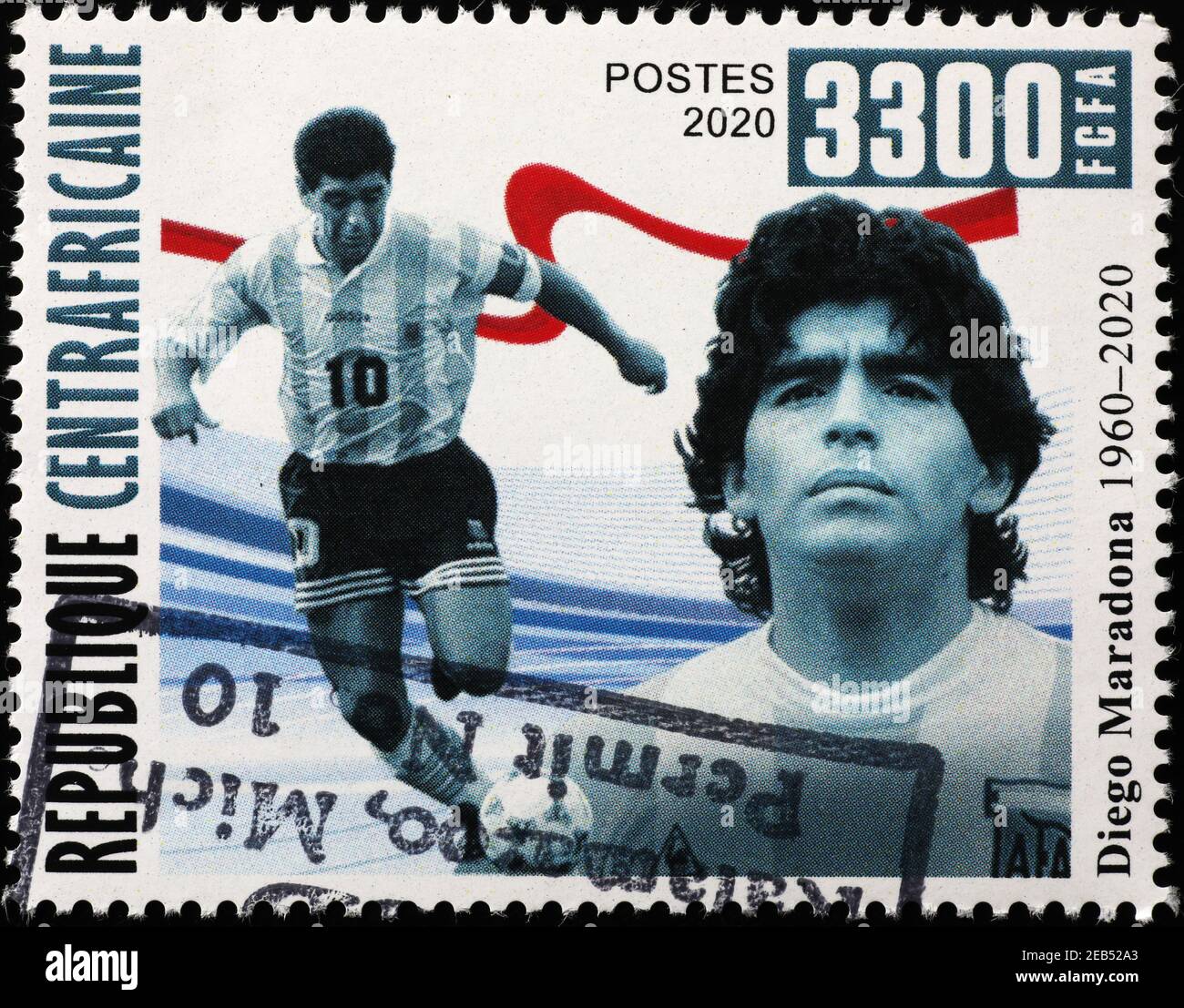 Feier von Diego Maradona auf Briefmarke Stockfoto