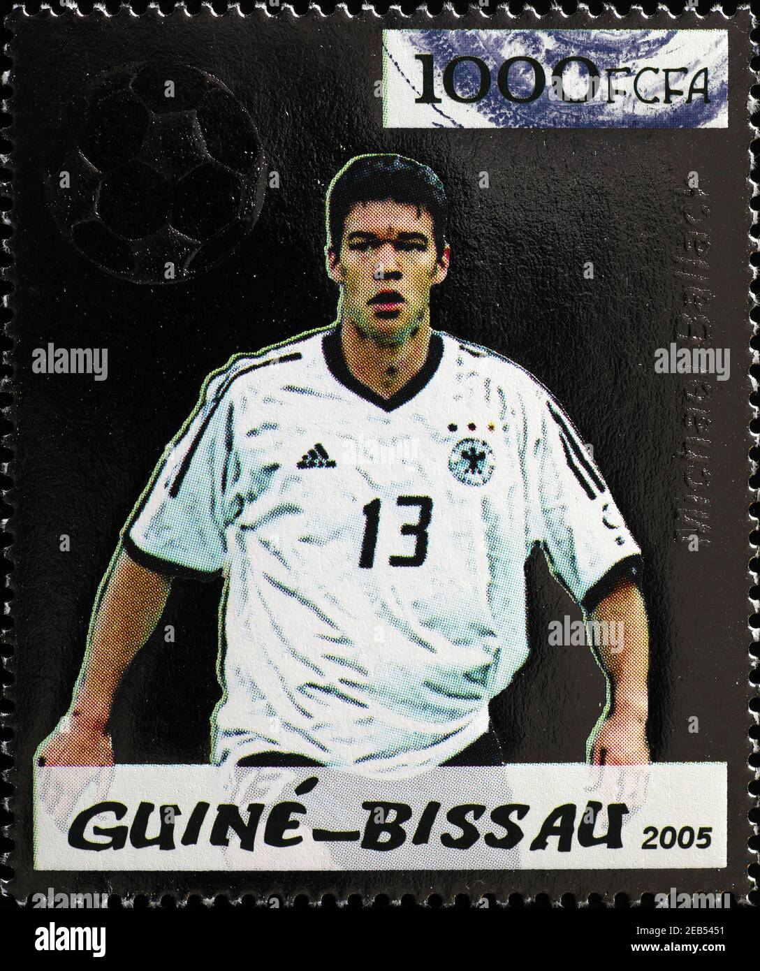 Deutscher Fußballspieler Michael Ballack auf Briefmarke Stockfoto