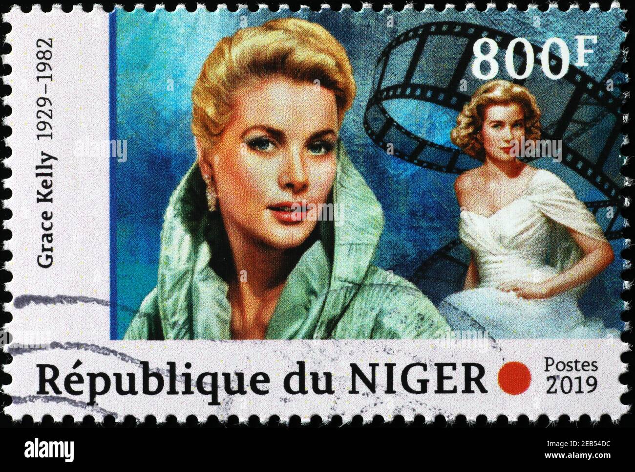 Grace Kelly Portraits auf Briefmarke Stockfoto