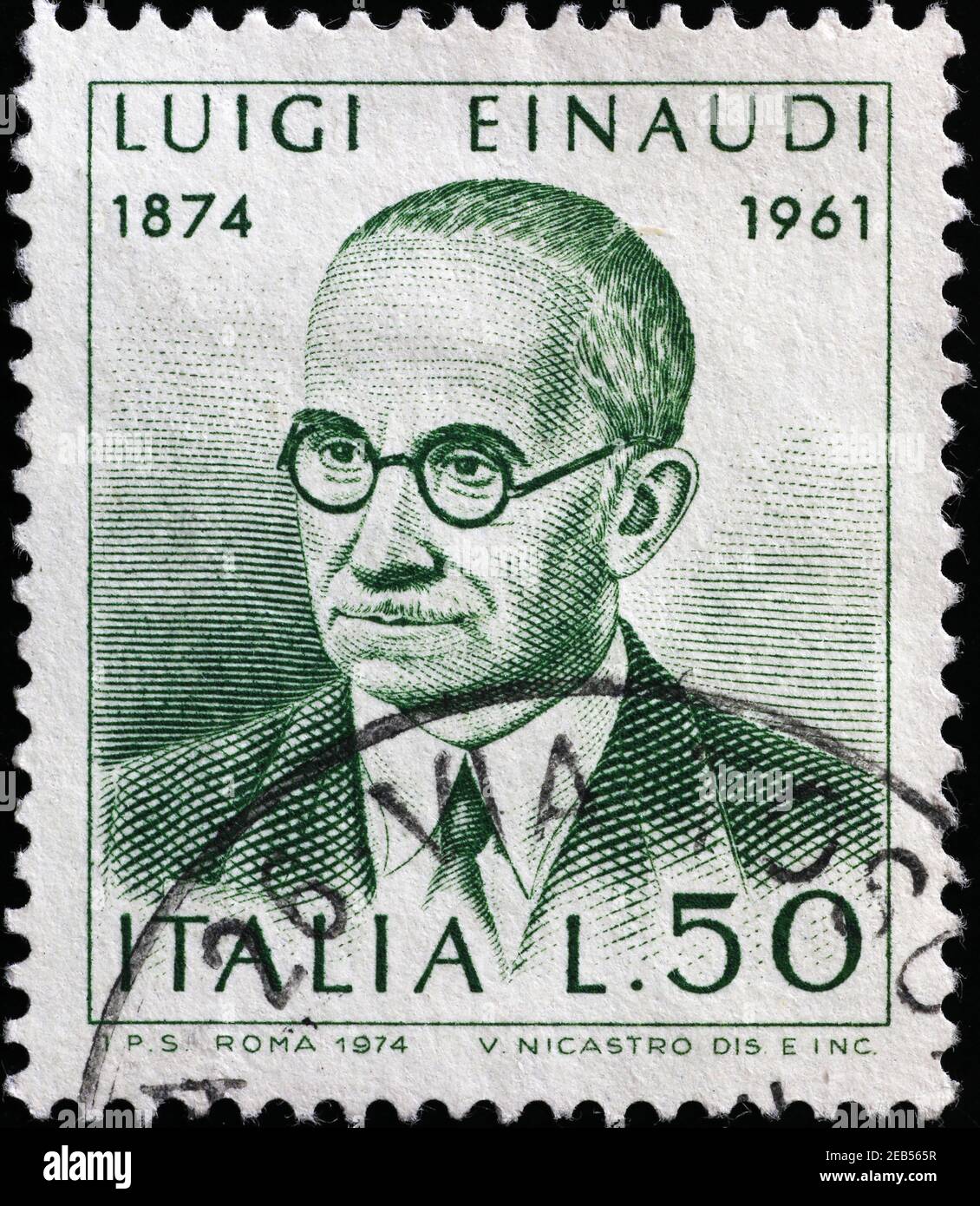 Luigi Einaudi auf italienischer Briefmarke Stockfoto
