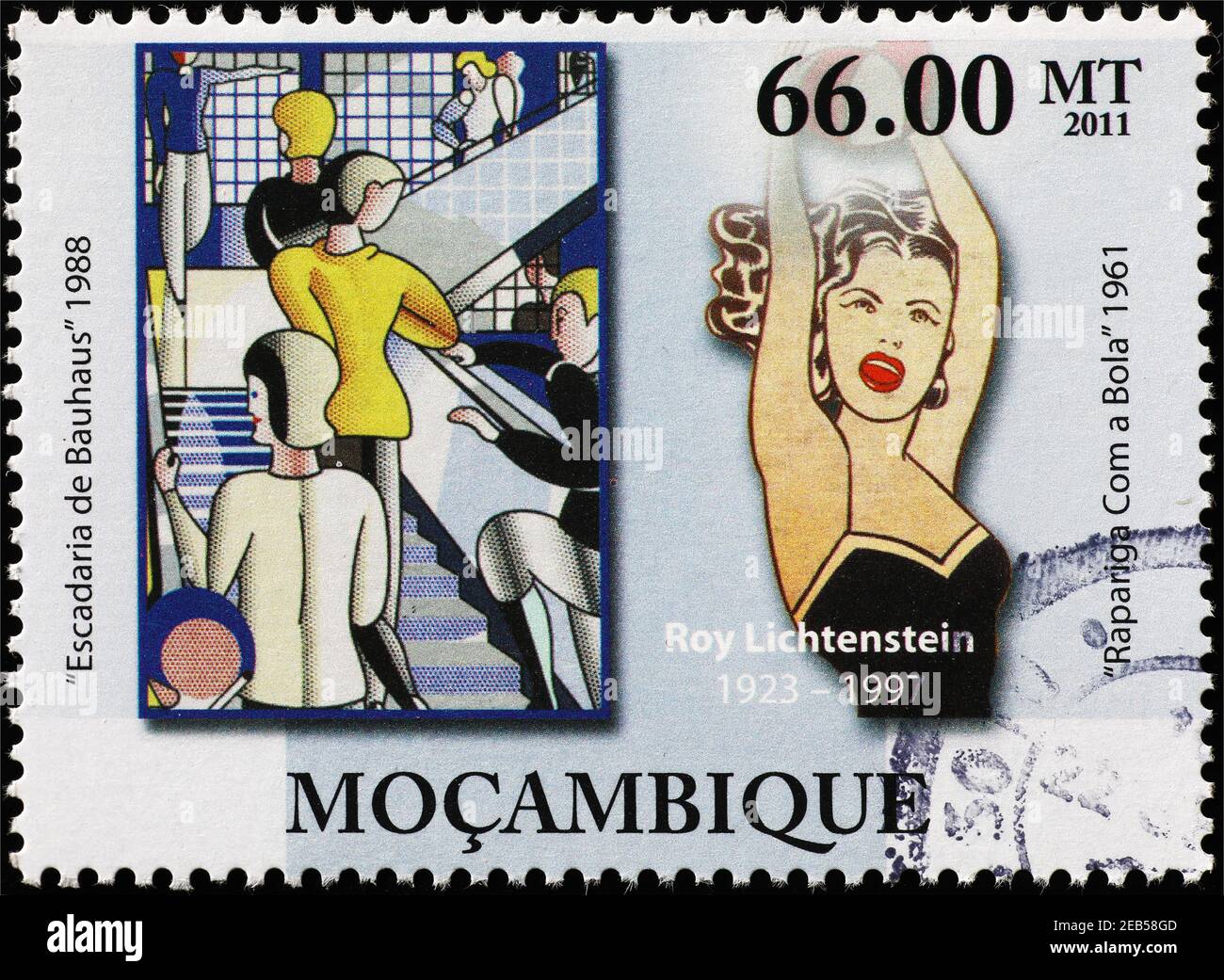 Gemälde von Roy Lichtenstein auf Briefmarke Stockfoto