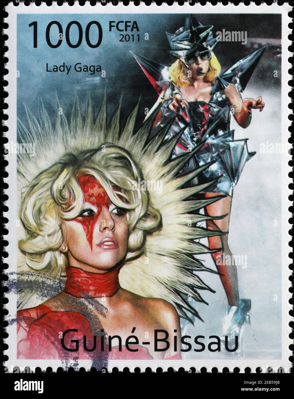 Porträts von Lady Gaga auf Briefmarke Stockfoto
