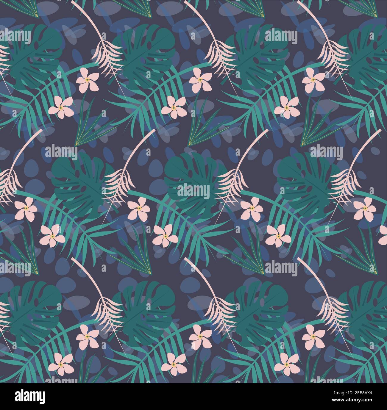 Abstraktes, fluorales Radialvektormuster auf dunkelblauem Hintergrund Stock Vektor